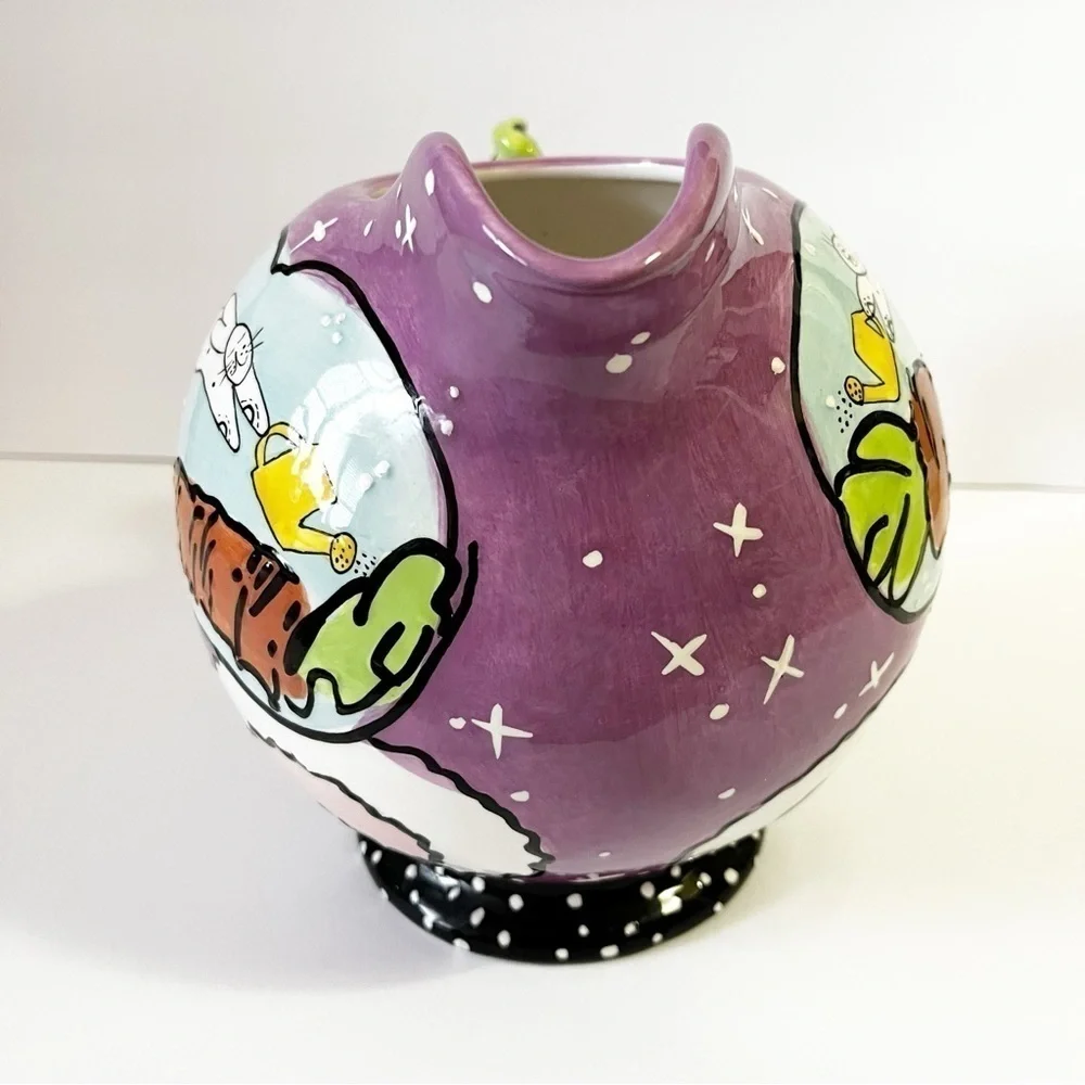 Joanne Delomba for Lostus Bunny Rabbit Pitcher Carrot Handle Whimsical Easter